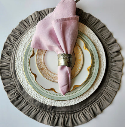 Round Ruffle Velvet Placemats by Arte Italica & Crown Linen Designs