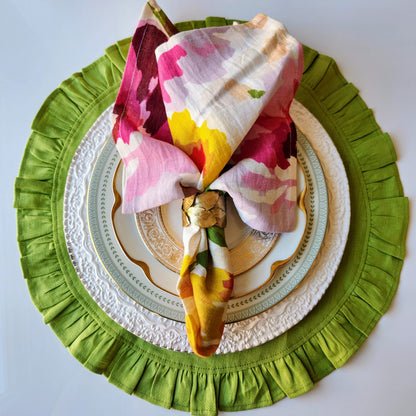Round Ruffle Linen Placemats by Arte Italica & Crown Linen Designs