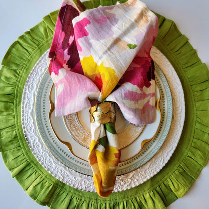 Round Ruffle Linen Placemats by Arte Italica & Crown Linen Designs