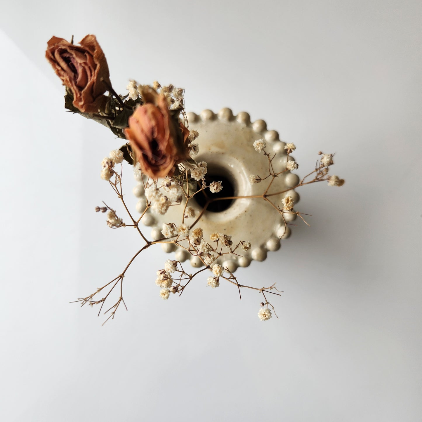 Small Cream Pinched Vase by Rene Stratton