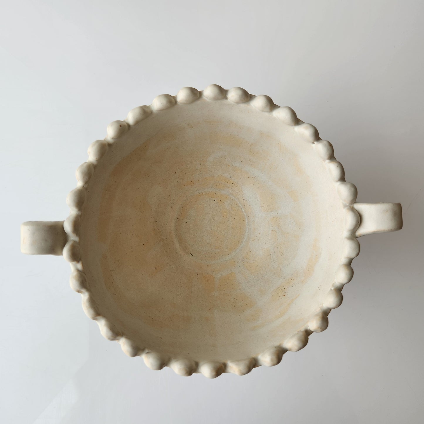 Footed Bowl with Handles in Cream by Rene Stratton