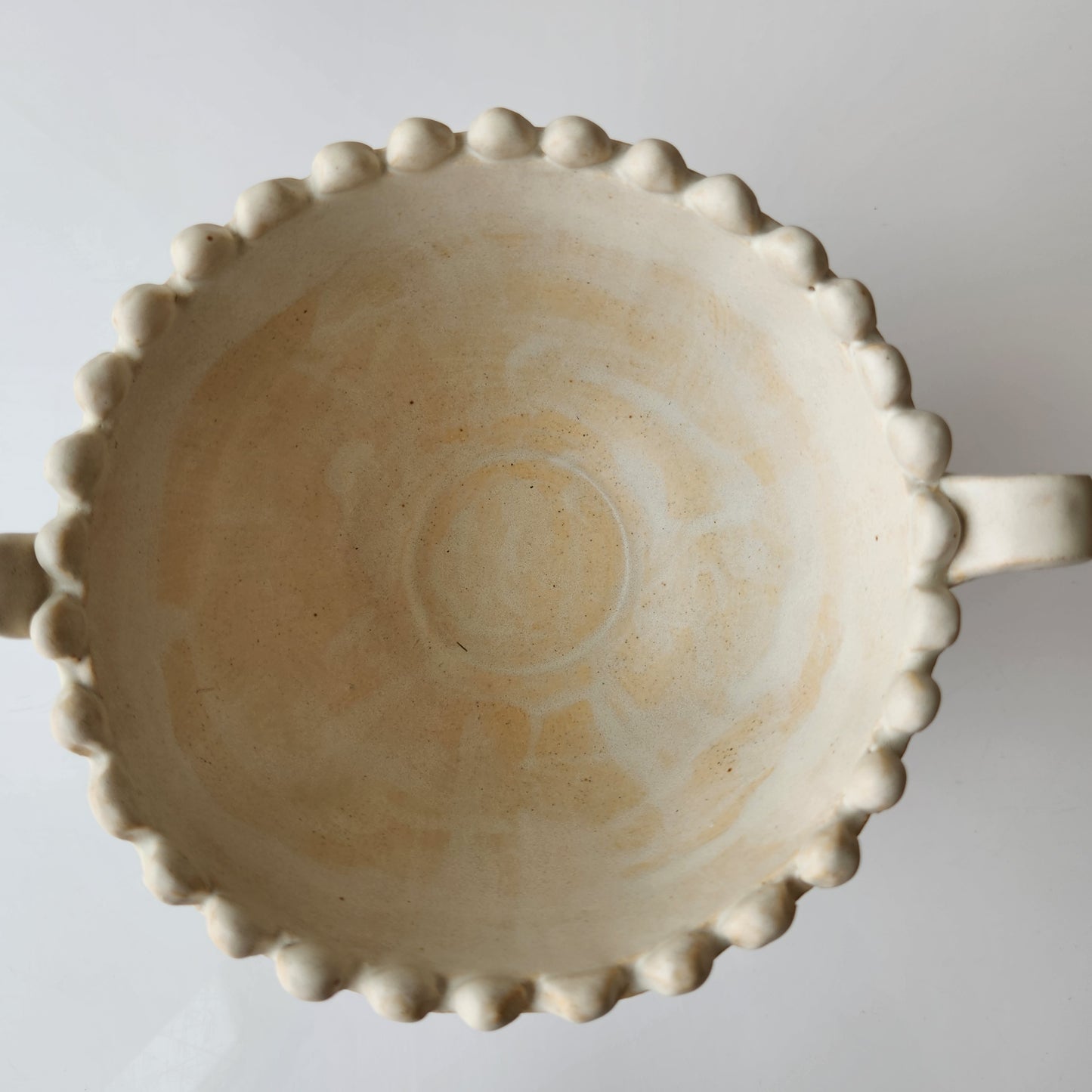 Footed Bowl with Handles in Cream by Rene Stratton