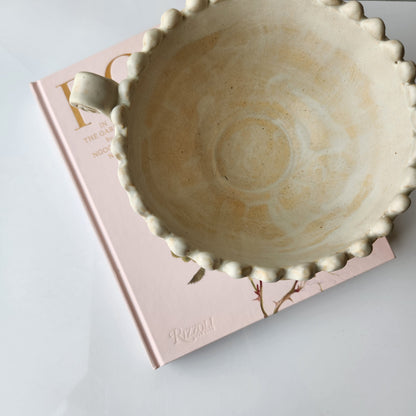 Footed Bowl with Handles in Cream by Rene Stratton
