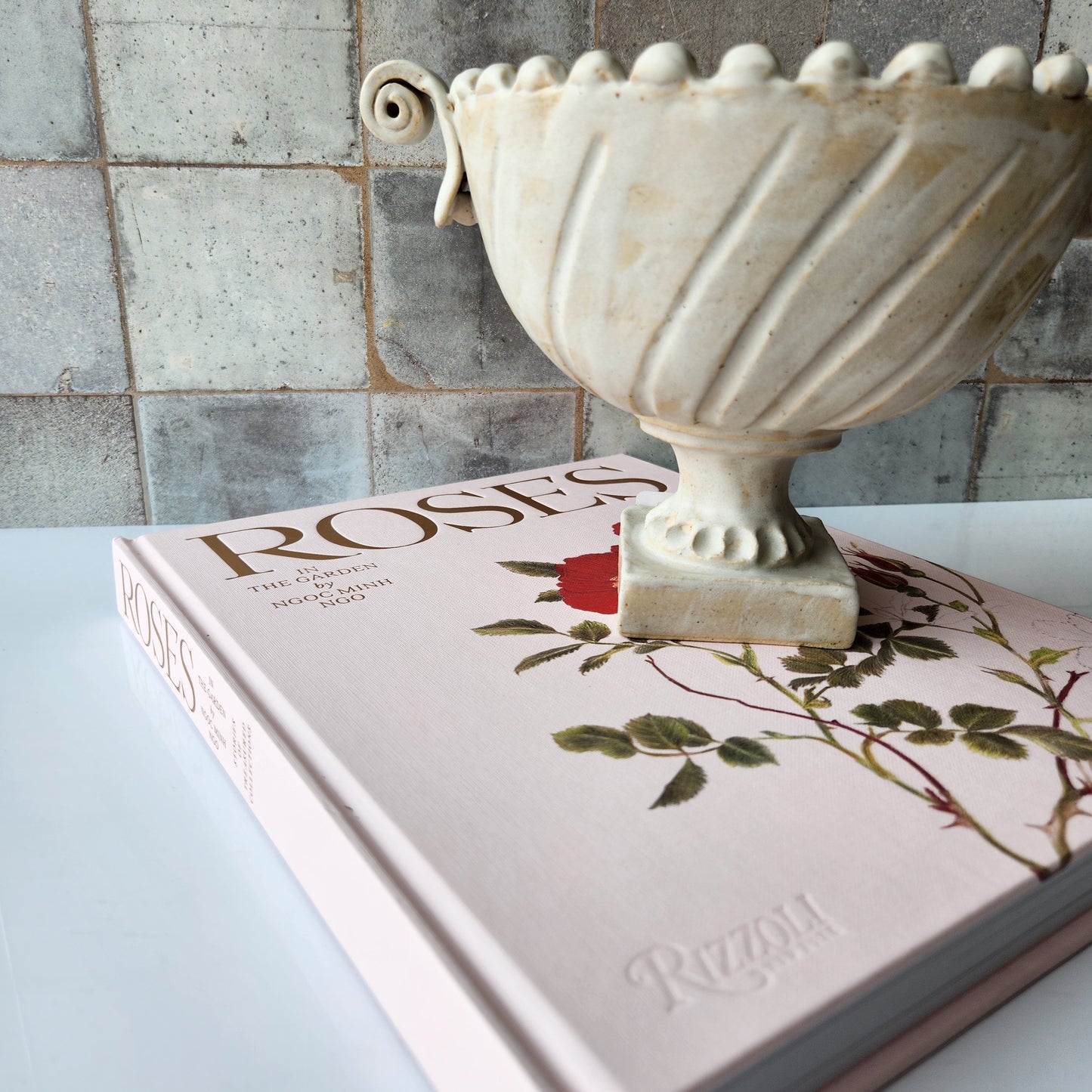 Footed Bowl with Handles in Cream by Rene Stratton