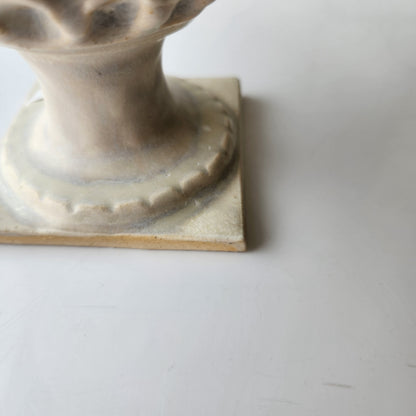 Tall Rounded Cream Pinched Vase by Rene Stratton