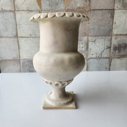 Tall Rounded Cream Pinched Vase by Rene Stratton