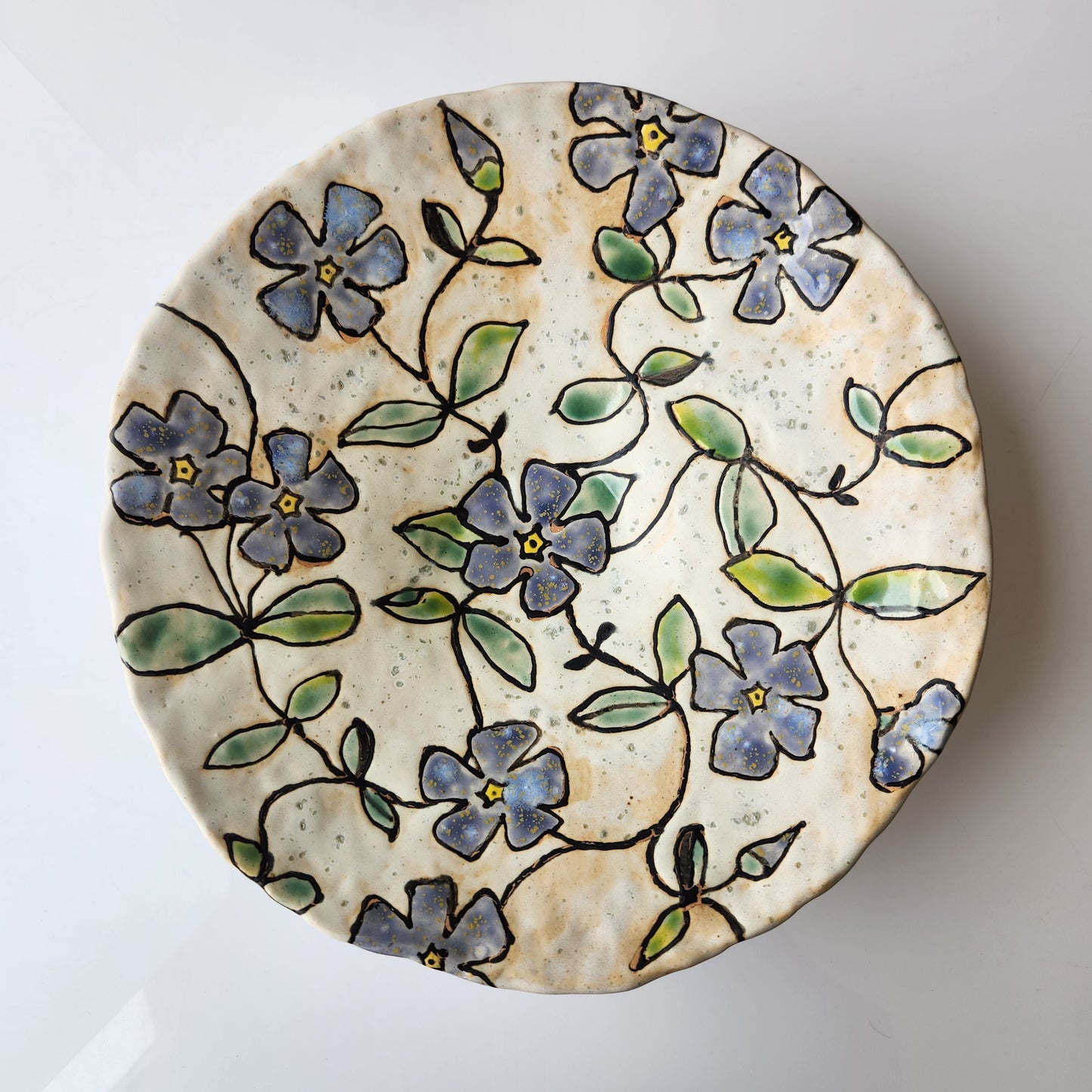 Hand Painted Footed Floral Bowl by Rene Stratton