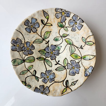 Hand Painted Footed Floral Bowl by Rene Stratton