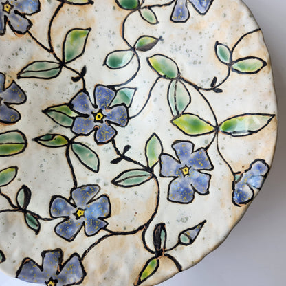 Hand Painted Footed Floral Bowl by Rene Stratton