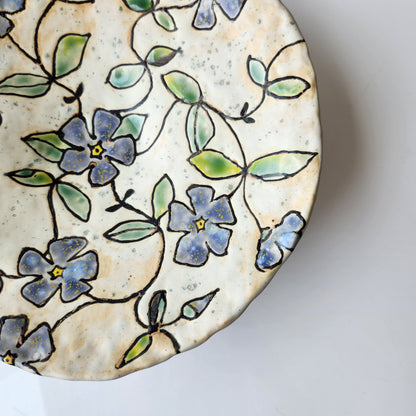 Hand Painted Footed Floral Bowl by Rene Stratton