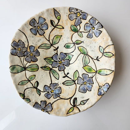 Hand Painted Footed Floral Bowl by Rene Stratton