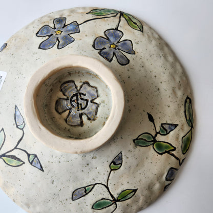 Hand Painted Footed Floral Bowl by Rene Stratton