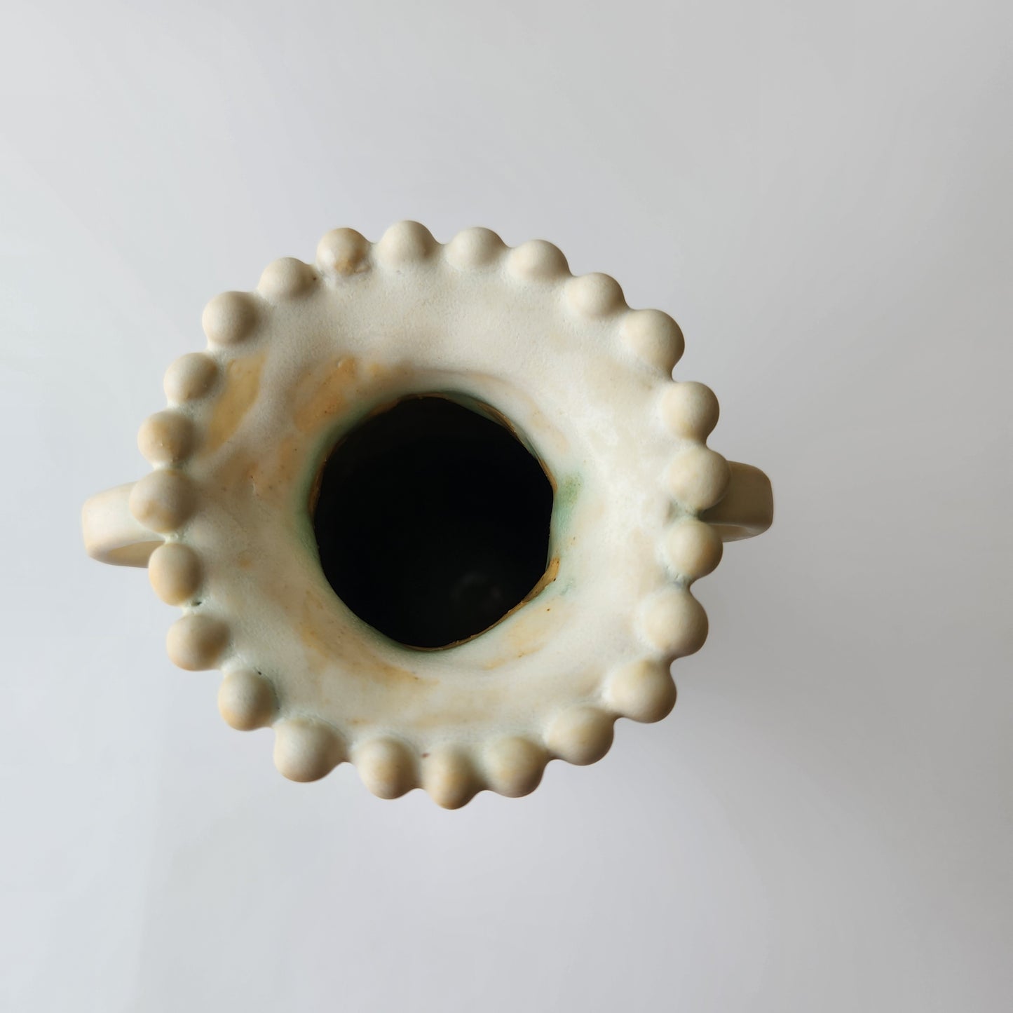 Tall Cream Pinched Vase by Rene Stratton