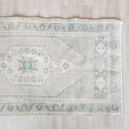 Vintage Hand Knotted Rug in Blush, Eucalyptus, and Teal by Tara Dennis Design