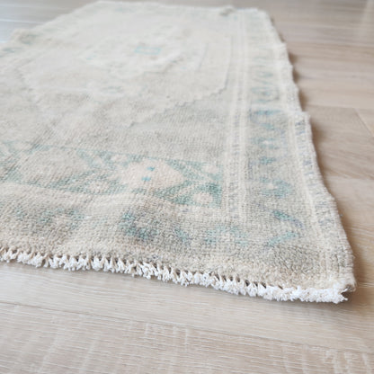 Vintage Hand Knotted Rug in Blush, Eucalyptus, and Teal by Tara Dennis Design