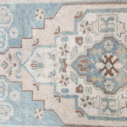 Vintage Hand Knotted Rug in Sea Foam, Blush and Brown by Tara Dennis Design