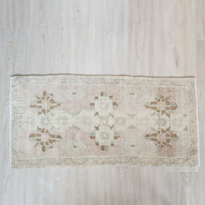 Vintage Hand Knotted Rug in Blush, Brown, Beige by Tara Dennis Design