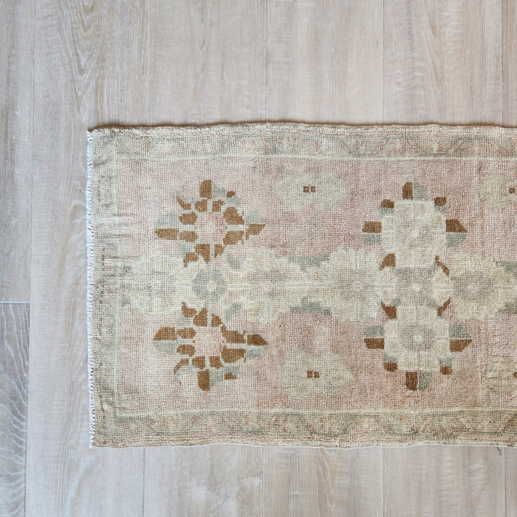 Vintage Hand Knotted Rug in Blush, Brown, Beige by Tara Dennis Design