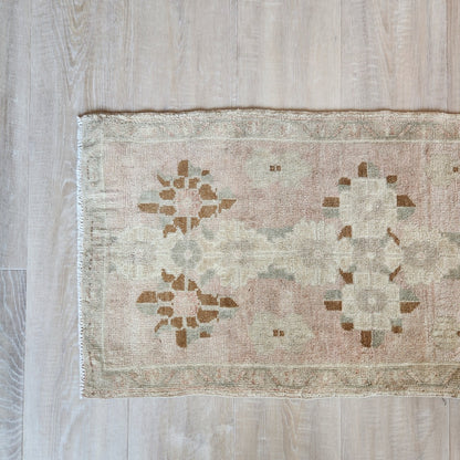 Vintage Hand Knotted Rug in Blush, Brown, Beige by Tara Dennis Design