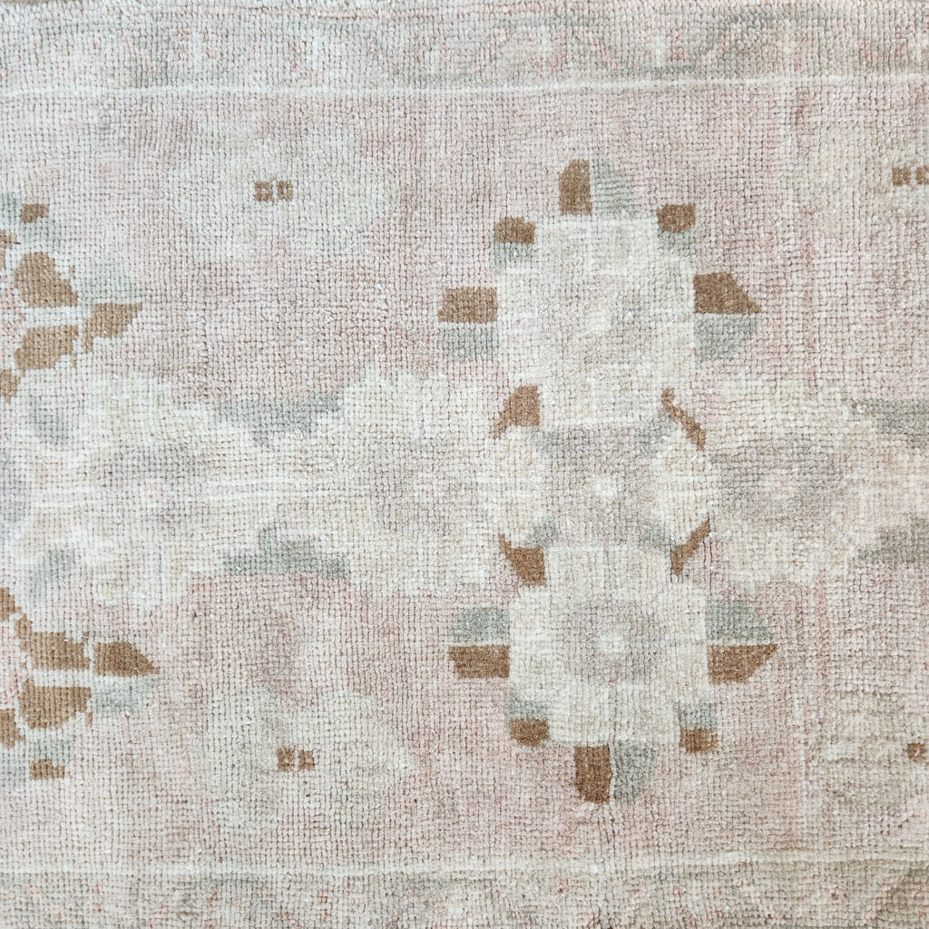 Vintage Hand Knotted Rug in Blush, Brown, Beige by Tara Dennis Design