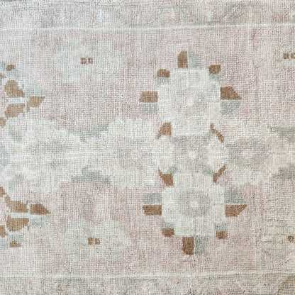 Vintage Hand Knotted Rug in Blush, Brown, Beige by Tara Dennis Design