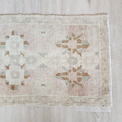Vintage Hand Knotted Rug in Blush, Brown, Beige by Tara Dennis Design