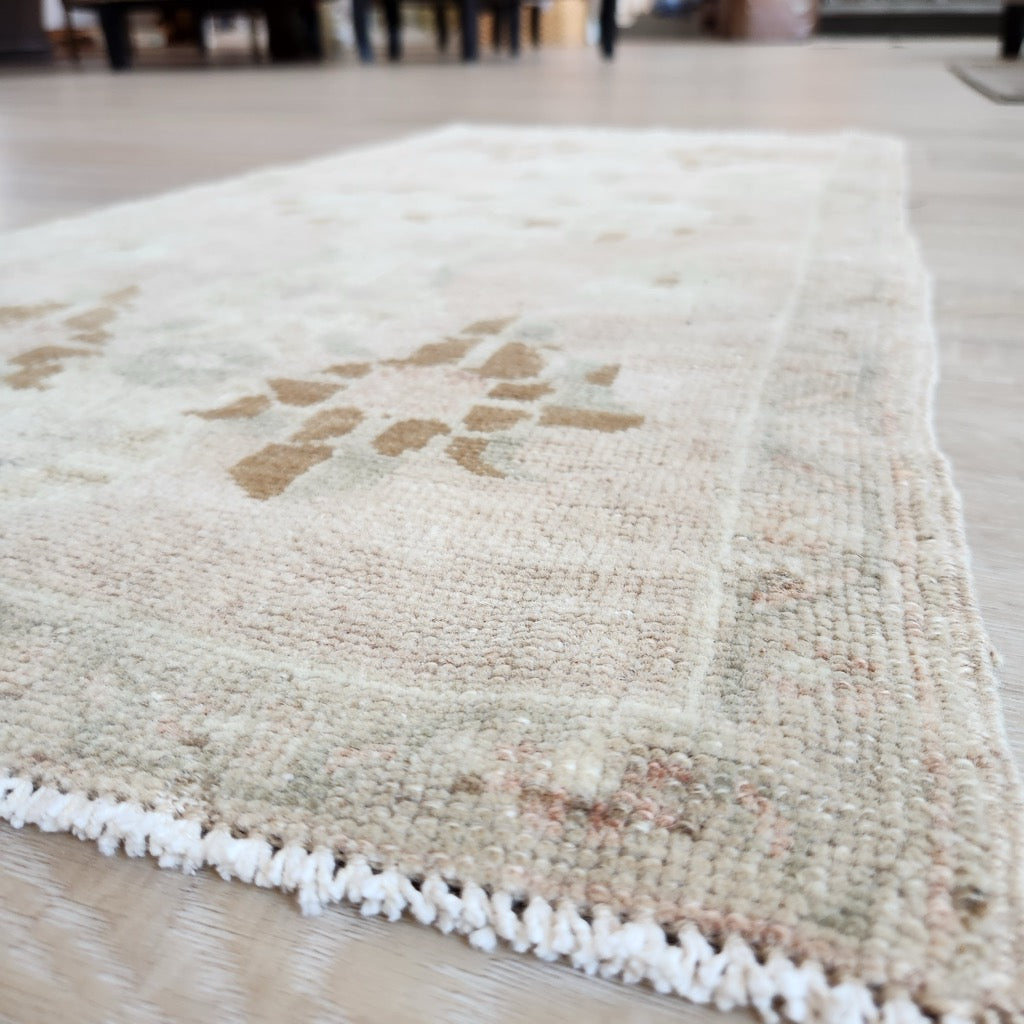 Vintage Hand Knotted Rug in Blush, Brown, Beige by Tara Dennis Design
