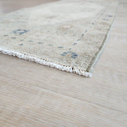 Vintage Hand Knotted Rug in Beige, Sage, and Blue by Tara Dennis Design