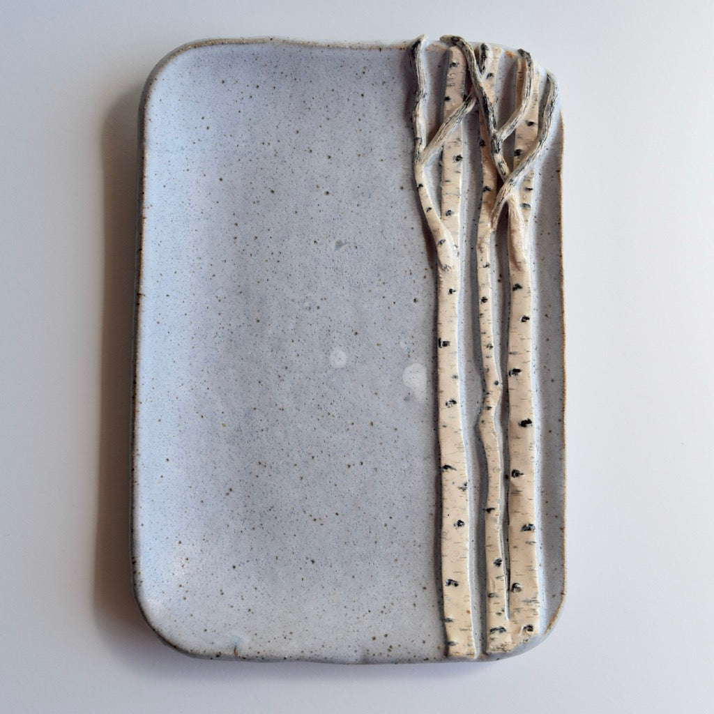 Small Light Blue Birch Dish by Jan Toscano