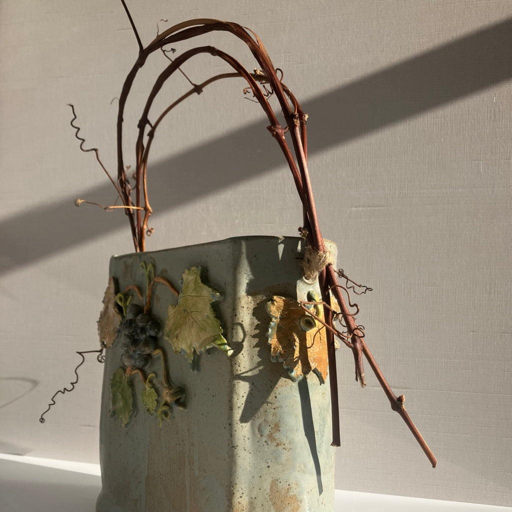 Wild Grape Basket with Vine Handle by Jan Toscano