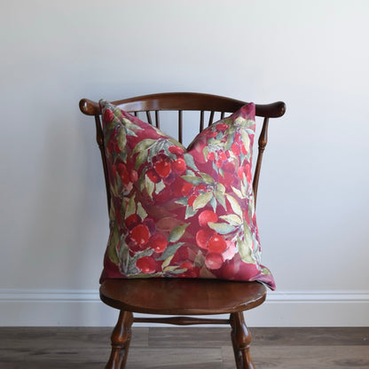 Decorative 100% Linen Pillow in Red Cherry by Glass Muriel
