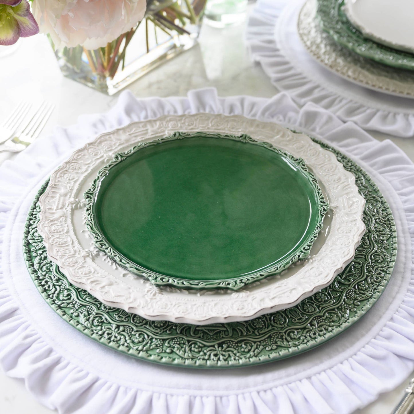 Renaissance Italian Green Charger by Arte Italica & Crown Linen Designs
