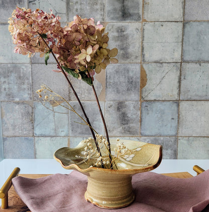 Large Ikebana Vase and Flower Frog by Otis Pottery