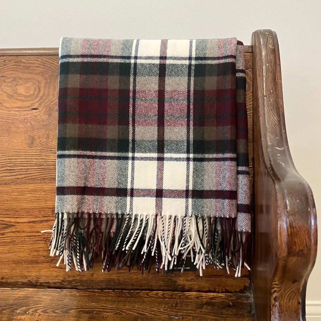 Highland Tartan Tweed Merino Wool Throw Blanket in Dress Mcduff by Prince of Scots