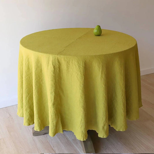Pear Round Tablecloth in European Linen by Rough Linen