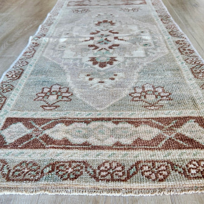 Vintage Hand Knotted Rug in Brown, Grey, and Blue by Tara Dennis Design