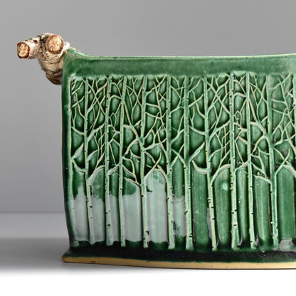 Green Rectangular Tree Basket by Jan Toscano