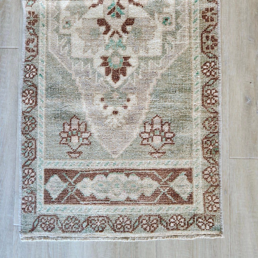 Vintage Hand Knotted Rug in Brown, Grey, and Blue by Tara Dennis Design