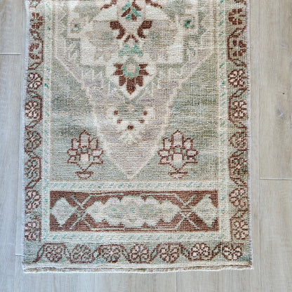 Vintage Hand Knotted Rug in Brown, Grey, and Blue by Tara Dennis Design