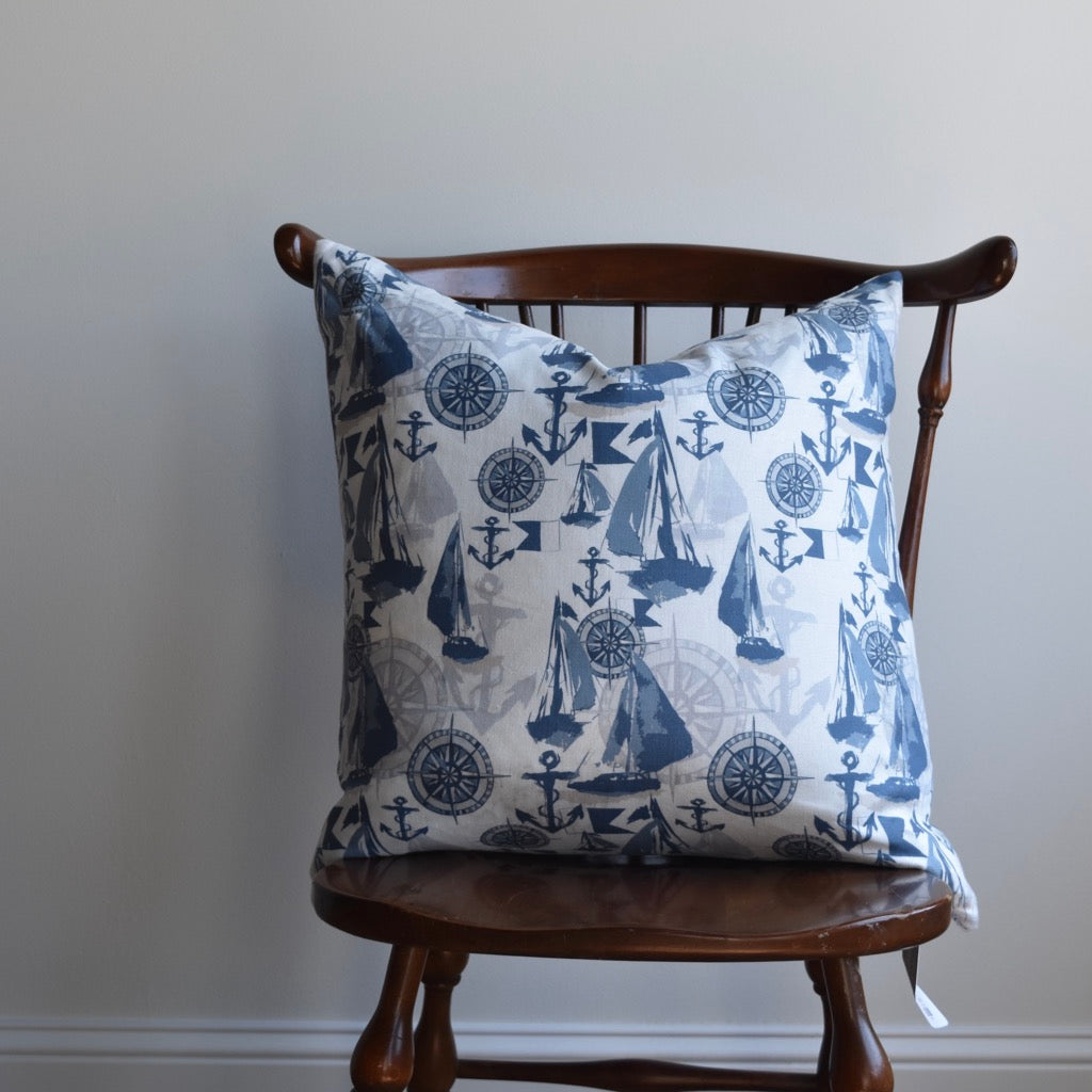 Decorative 100% Linen Pillow in Nautical White by Glass Muriel