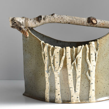Gray Large Birch Basket by Jan Toscano