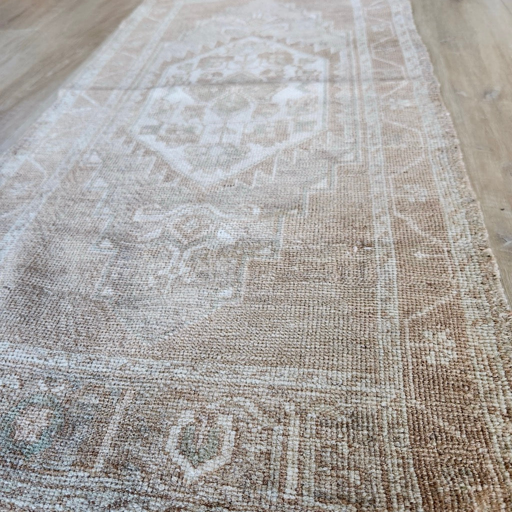 Vintage Hand Knotted Rug in Beige and Grey by Tara Dennis Design