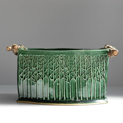 Green Rectangular Tree Basket by Jan Toscano