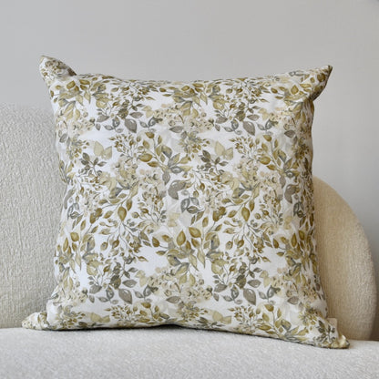 Decorative 100% Linen Pillow in Butterfly Branches White by Glass Muriel