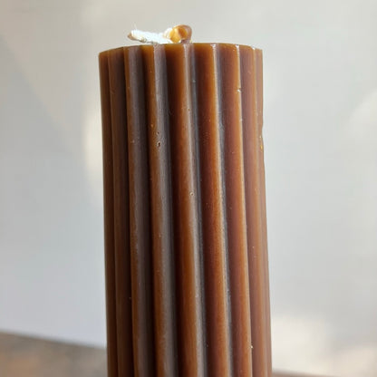 Fluted Pillar Beeswax Candle by Greentree Home Candle