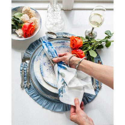 Blue Floral Watercolor Large Napkin by Arte Italica & Crown Linen Designs
