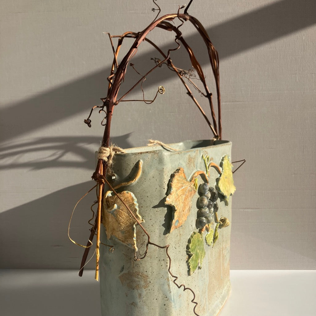 Wild Grape Basket with Vine Handle by Jan Toscano