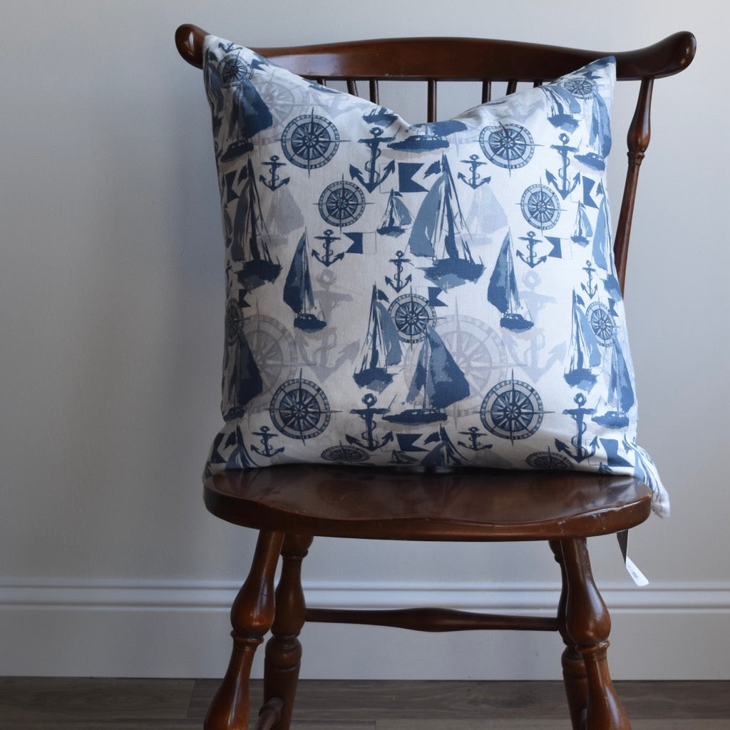 Decorative 100% Linen Pillow in Nautical White by Glass Muriel