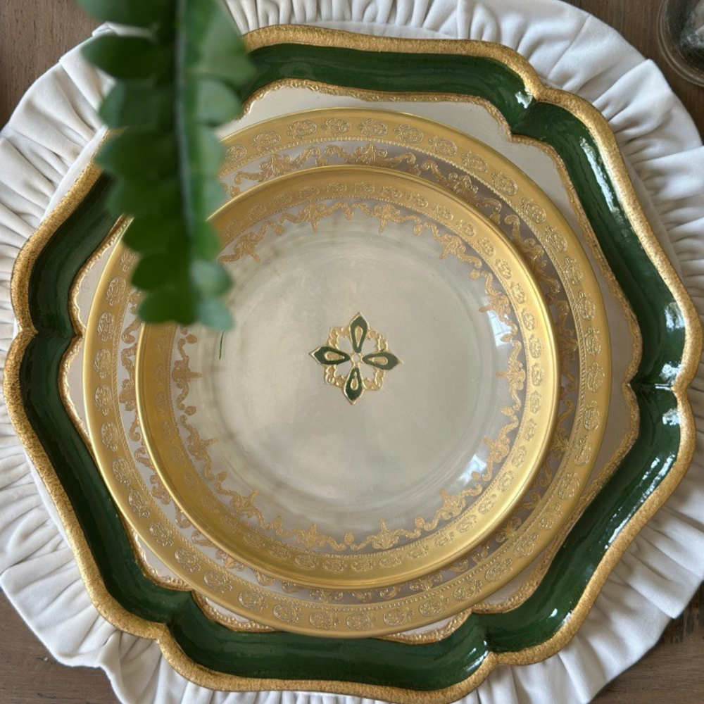 Florentino Baroque Wooden Charger by Arte Italica & Crown Linen Designs