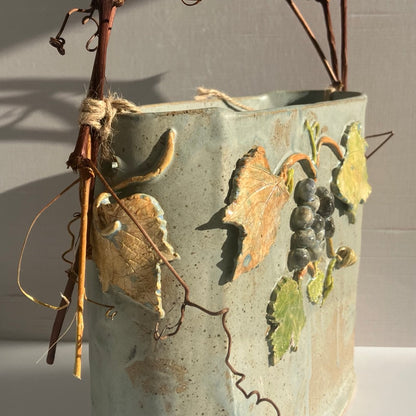 Wild Grape Basket with Vine Handle by Jan Toscano